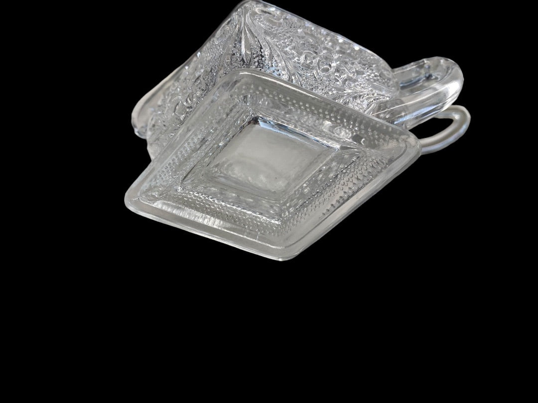 Crystal Clear Indiana Glass Cream & Sugar, 7"x5"x3.25"