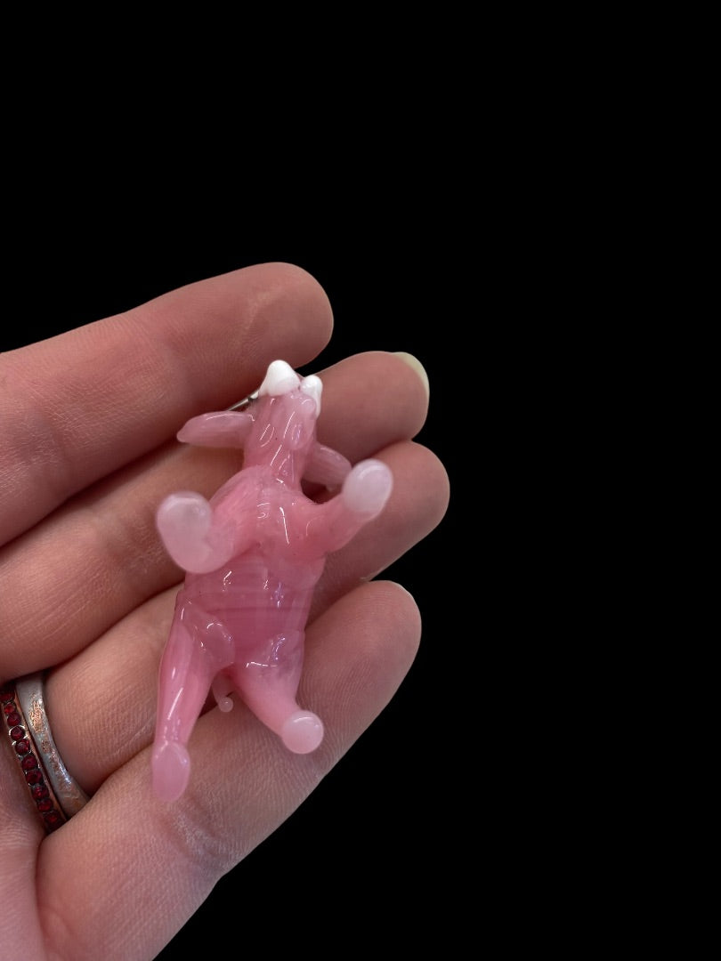 VINTAGE Hand Blown Miniature Art Glass Pink Elephant
