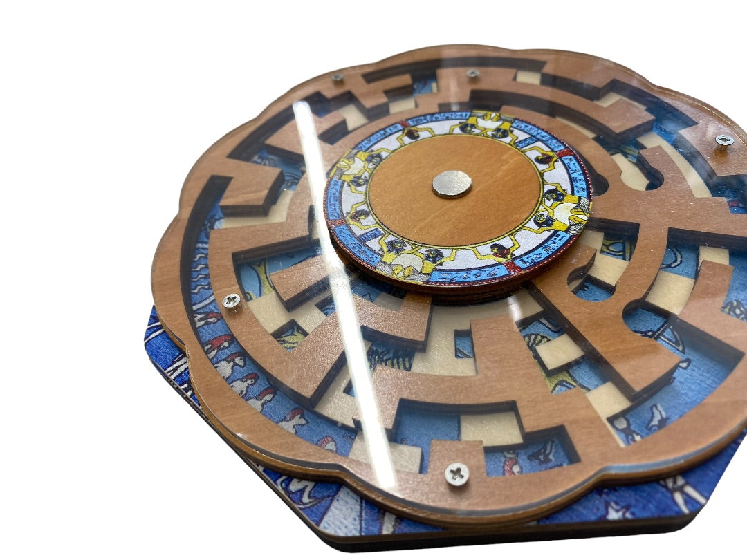 True Genius Dendera Zodiac Wooden Brainteaser Puzzle Maze Game