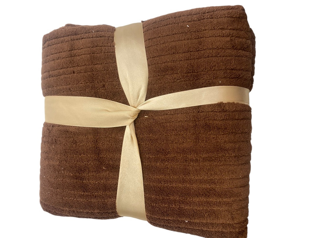 Brown Ribbed Throw Blanket