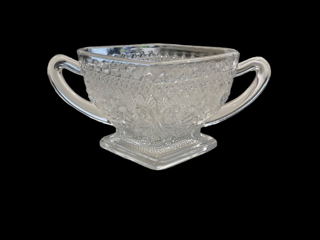 Crystal Clear Indiana Glass Cream & Sugar, 7"x5"x3.25"