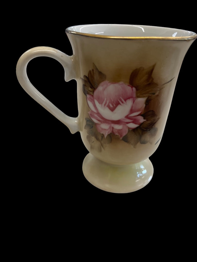 Rio Verde Brazil Hand Painted Floral Coffee Teacup Mug Pink