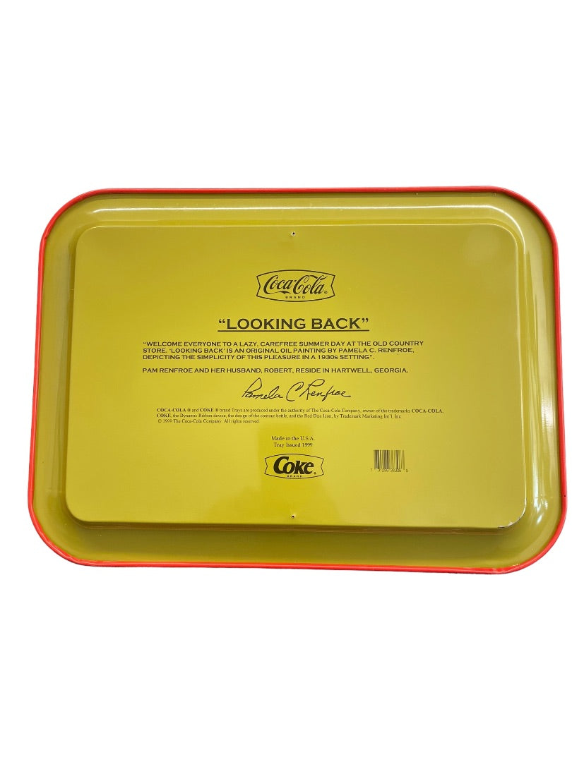 VINTAGE Coca-Cola Tin Tray Pamela Renfroe "Looking Back" 1999