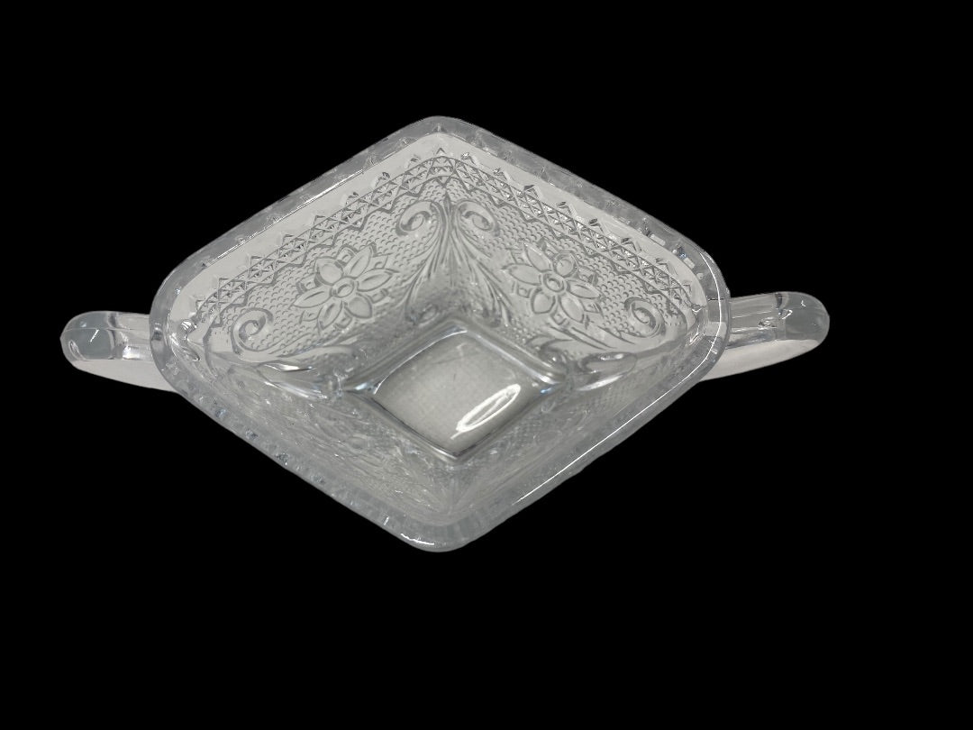 Crystal Clear Indiana Glass Cream & Sugar, 7"x5"x3.25"