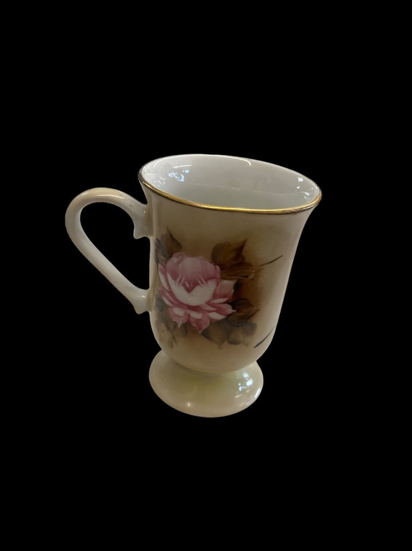 Rio Verde Brazil Hand Painted Floral Coffee Teacup Mug Pink