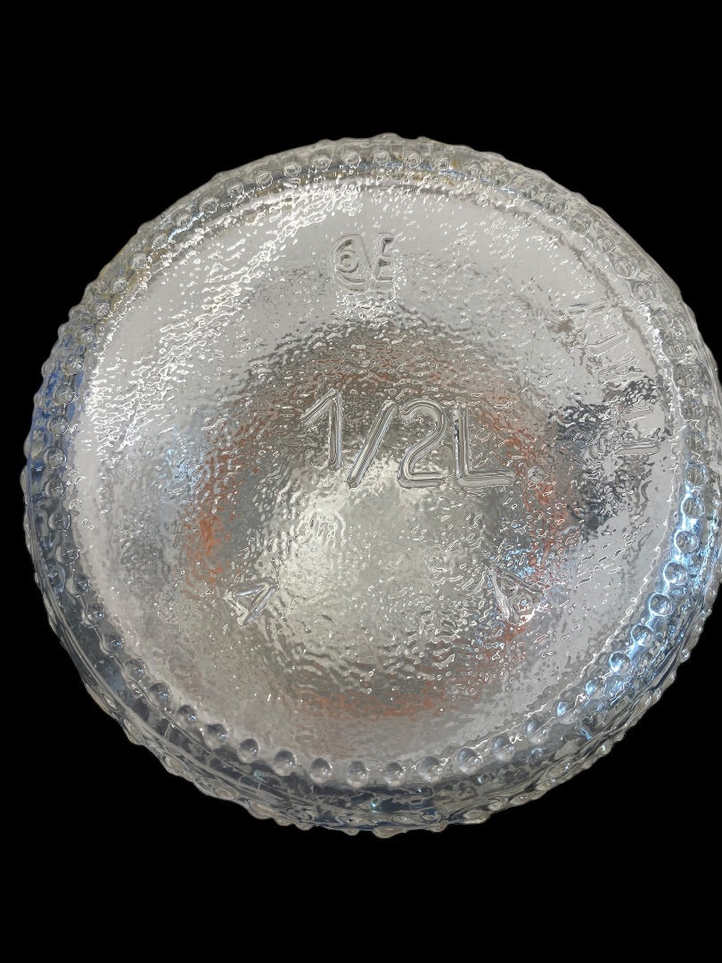 VINTAGE Italian Floral Cove Glass Metal Handle Jar with Rubber Seal