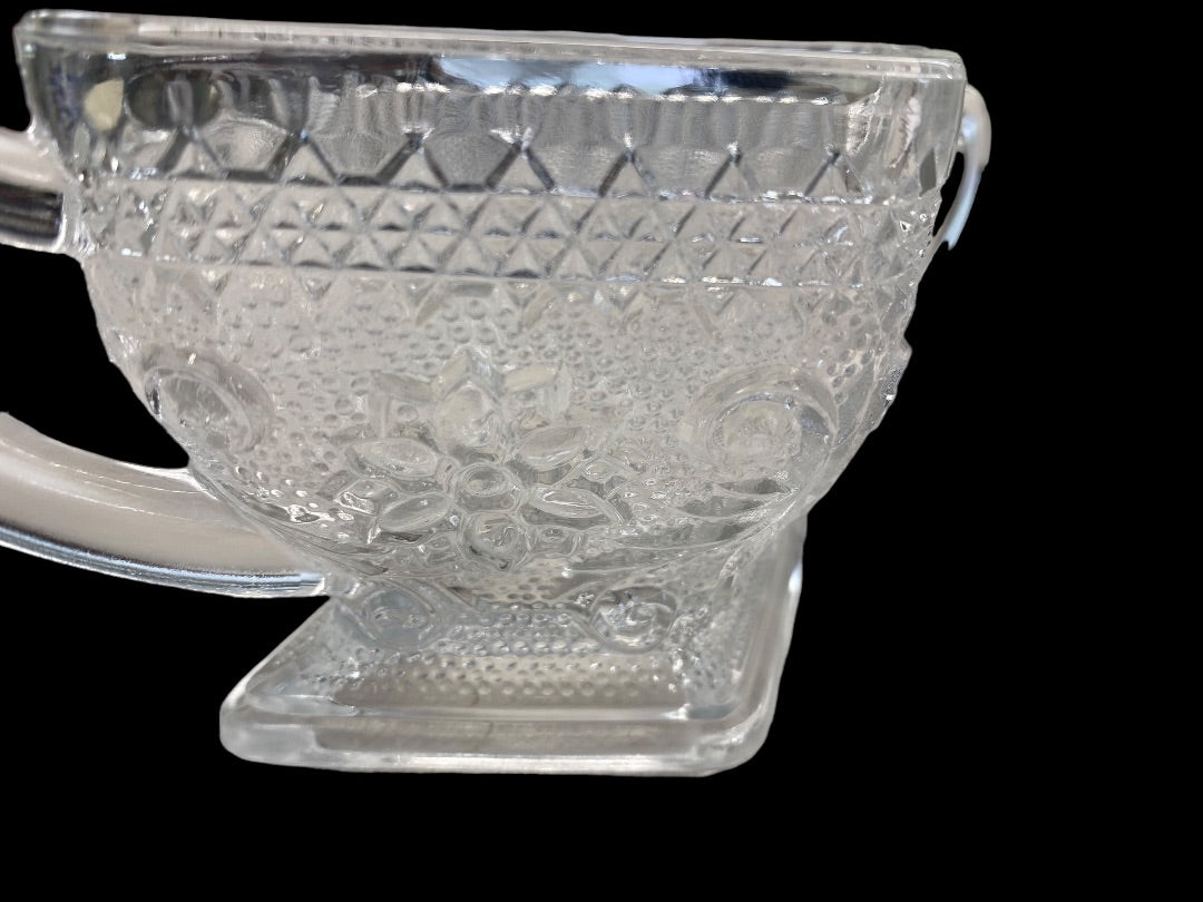 Crystal Clear Indiana Glass Cream & Sugar, 7"x5"x3.25"