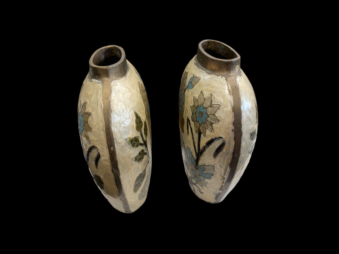 Heavy Brass Painted Vases