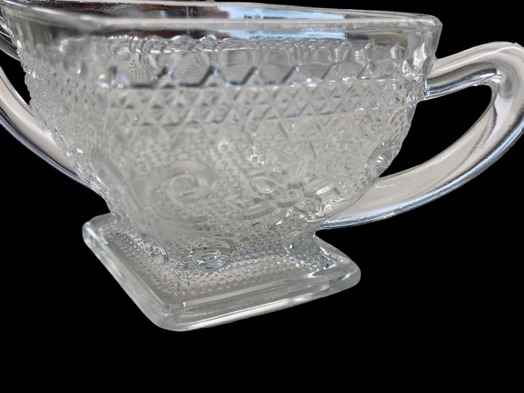 Crystal Clear Indiana Glass Cream & Sugar, 7"x5"x3.25"