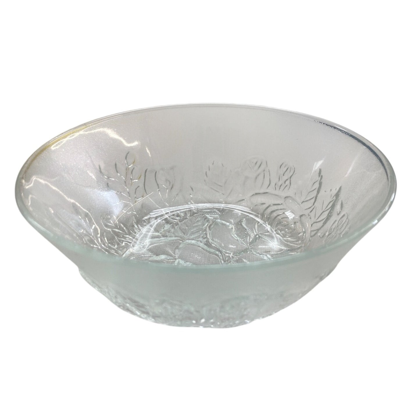 Firna Pressed Glass Bowl With Rose Pattern Clear