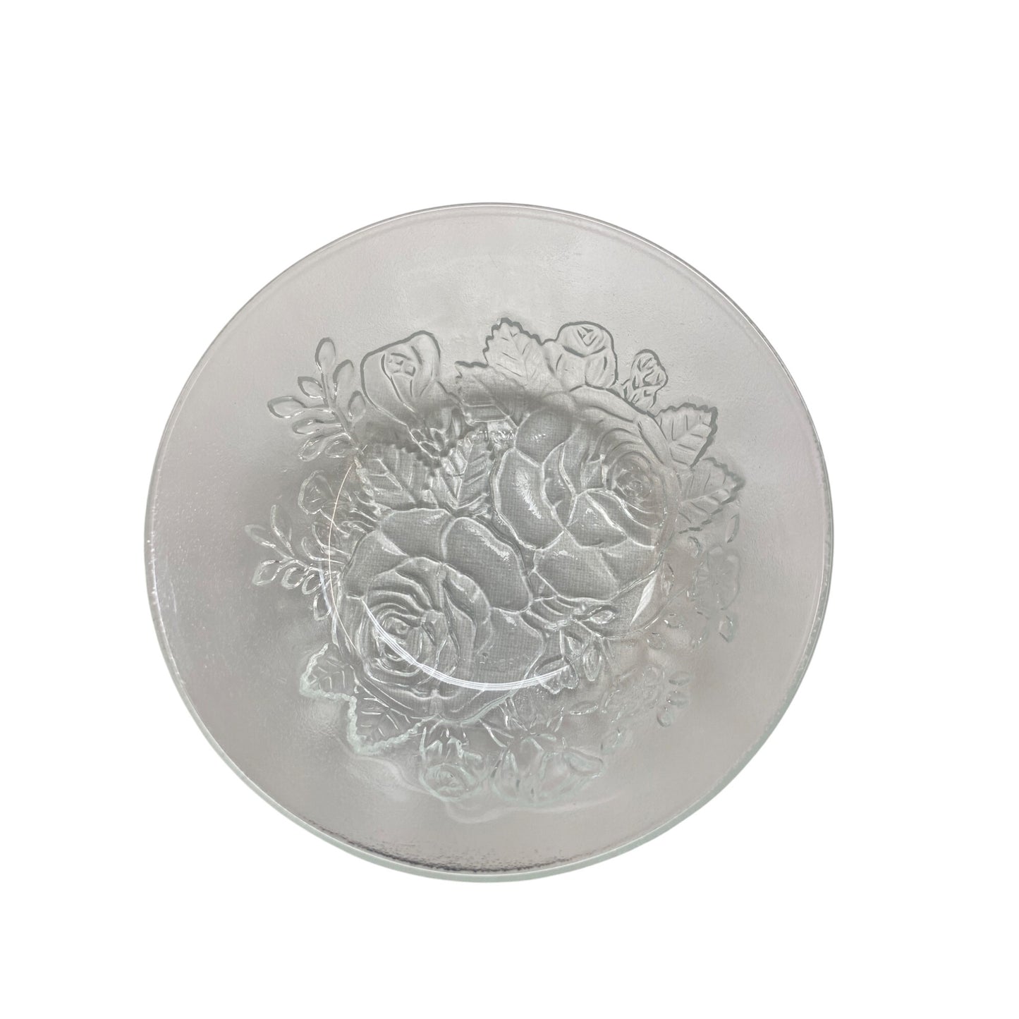 Firna Pressed Glass Bowl With Rose Pattern Clear