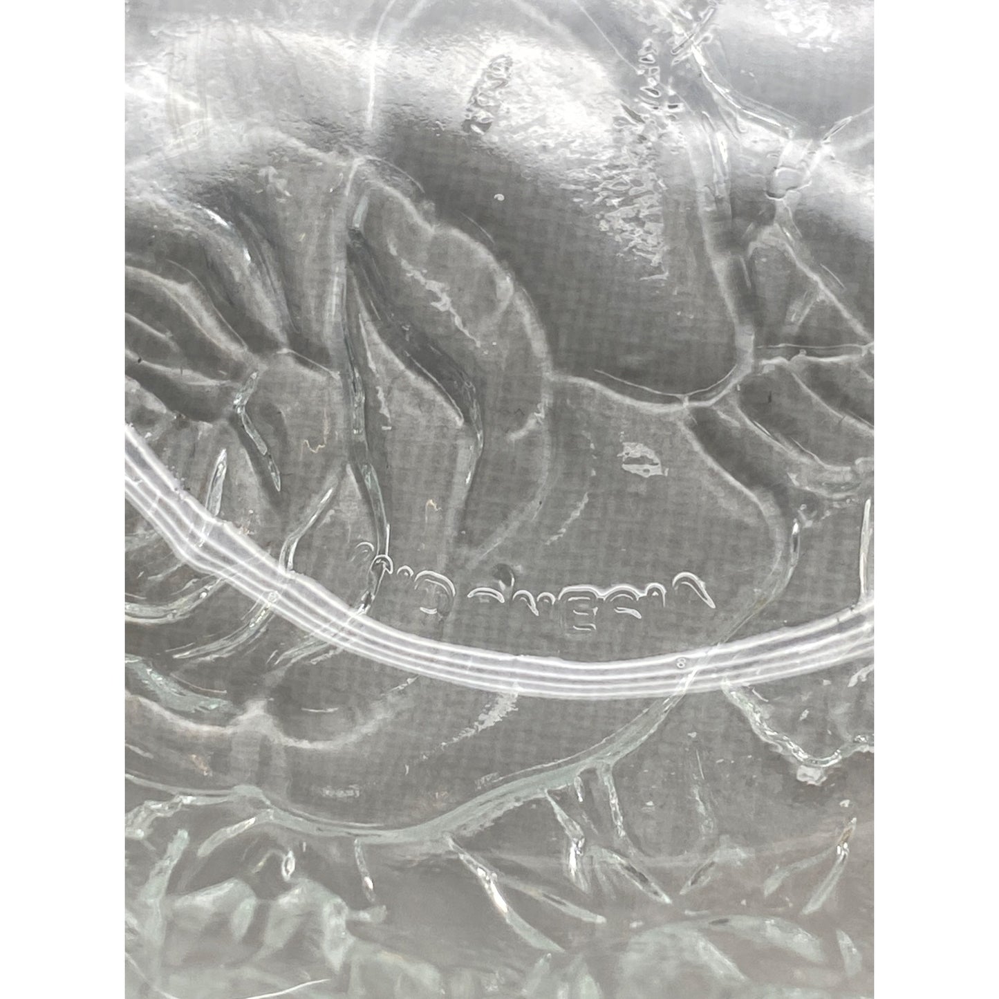 Firna Pressed Glass Bowl With Rose Pattern Clear