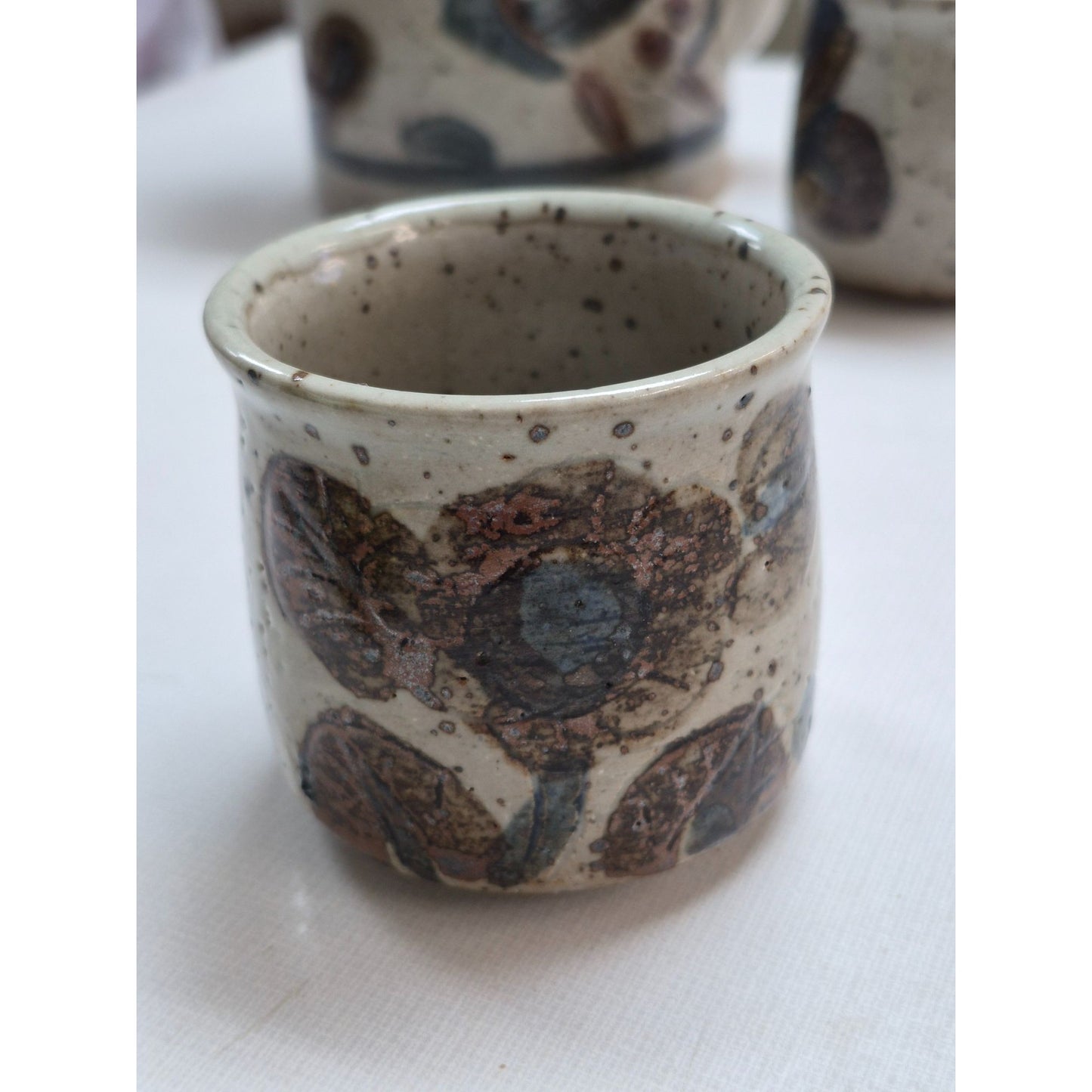 Vintage Japan Tea Set Flower Design Rattan Handle