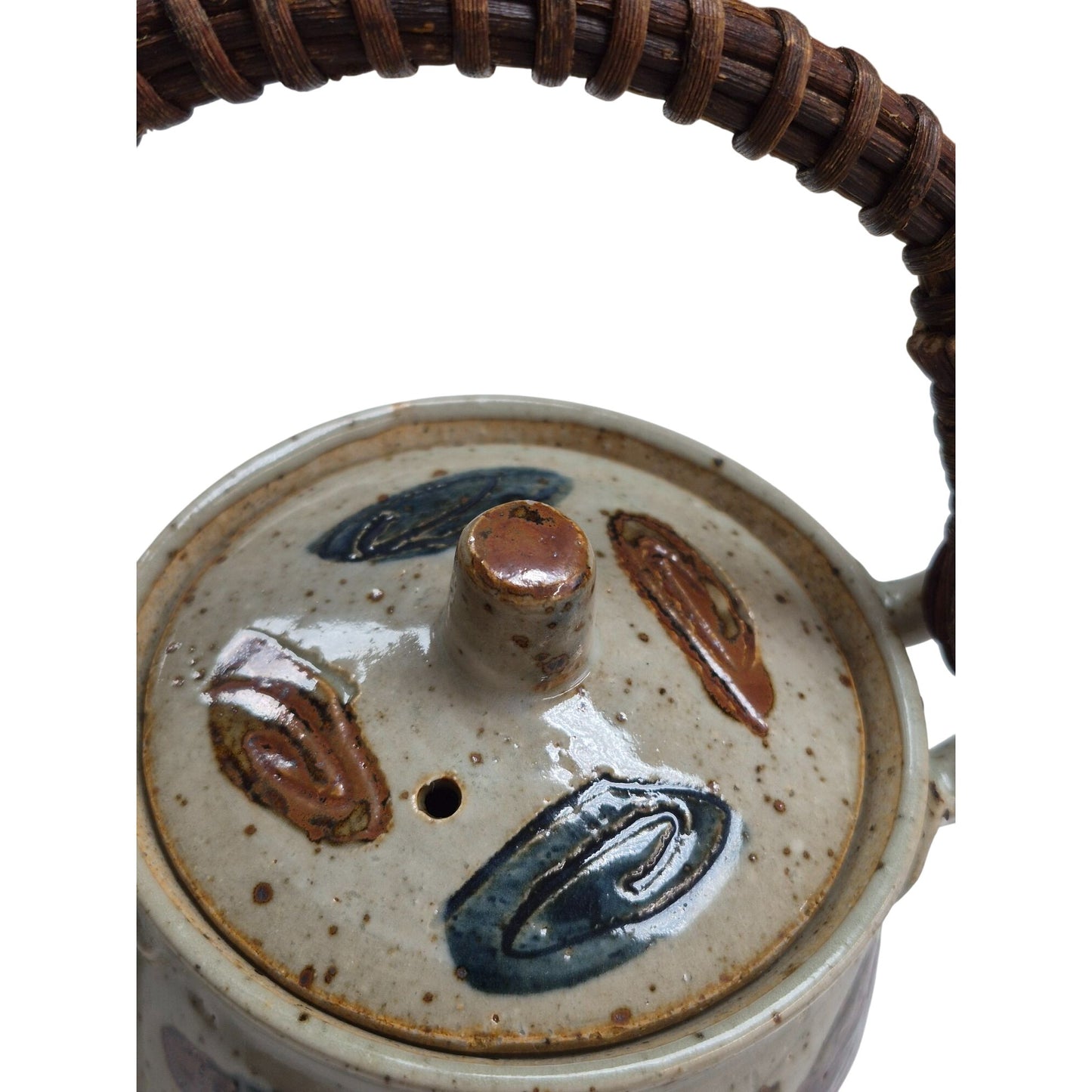 Vintage Japan Tea Set Flower Design Rattan Handle