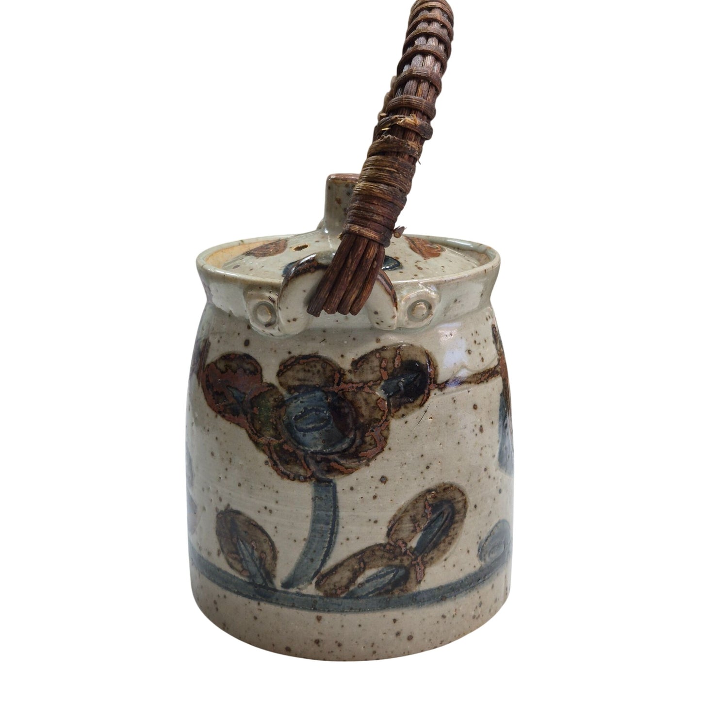 Vintage Japan Tea Set Flower Design Rattan Handle