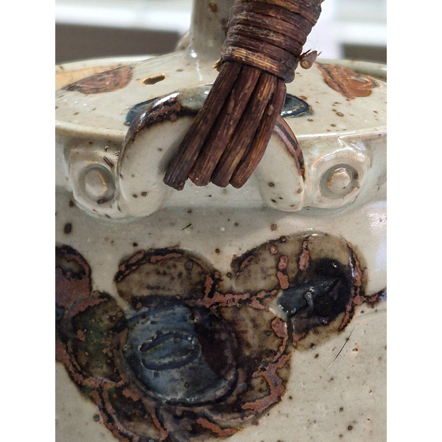 Vintage Japan Tea Set Flower Design Rattan Handle