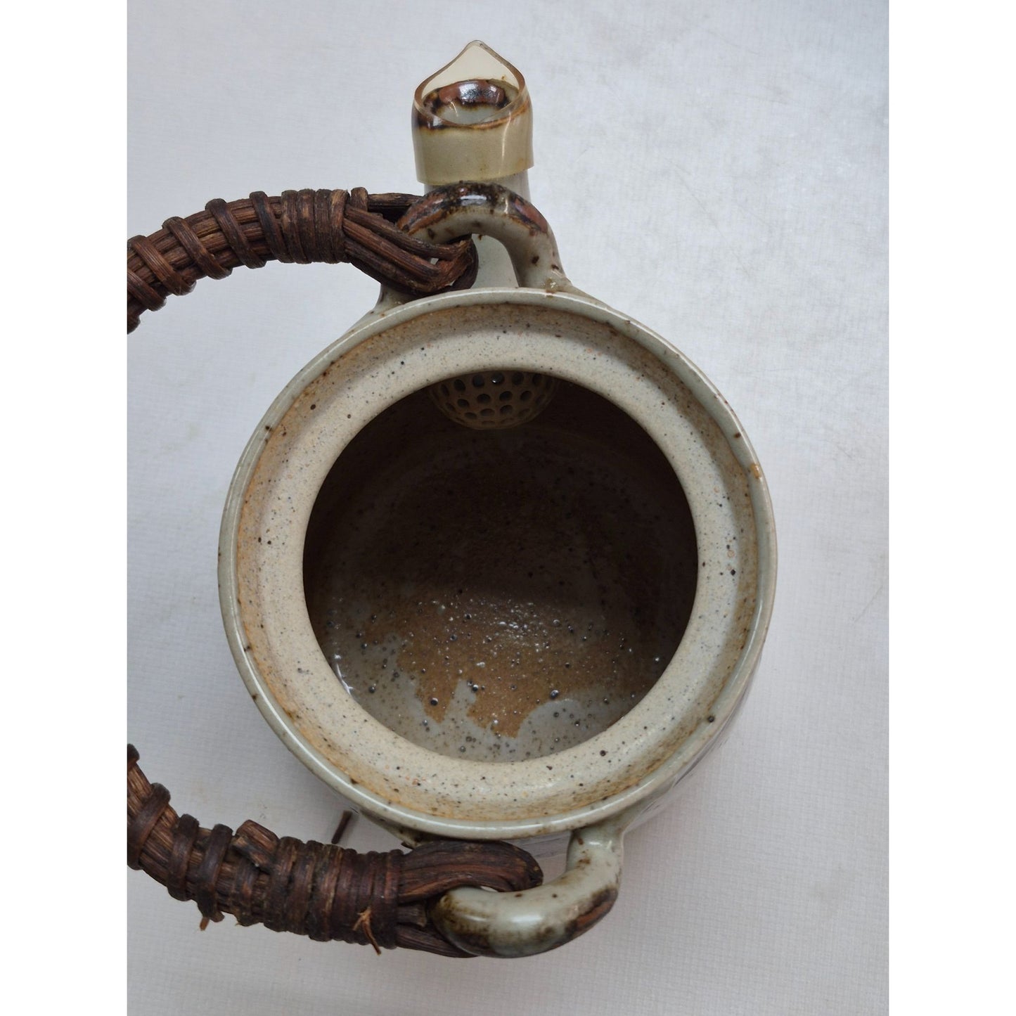 Vintage Japan Tea Set Flower Design Rattan Handle