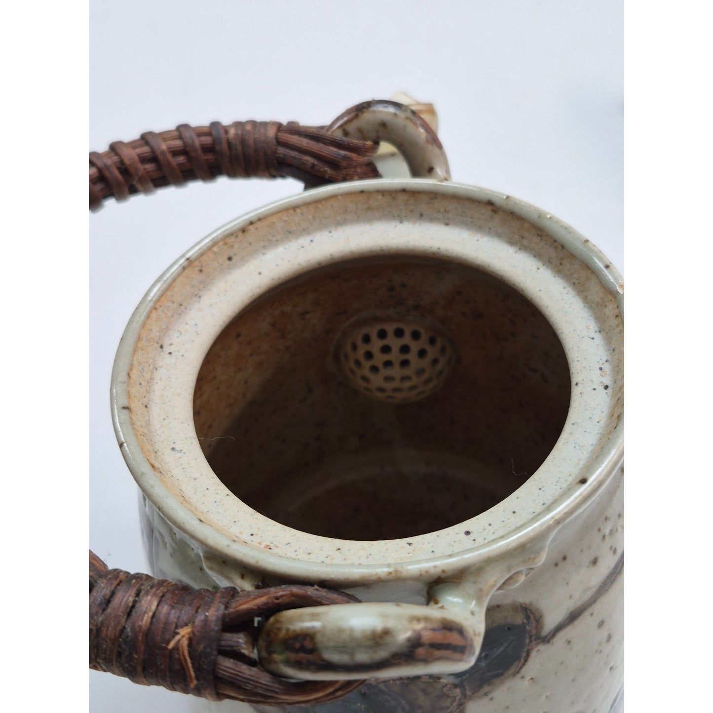 Vintage Japan Tea Set Flower Design Rattan Handle