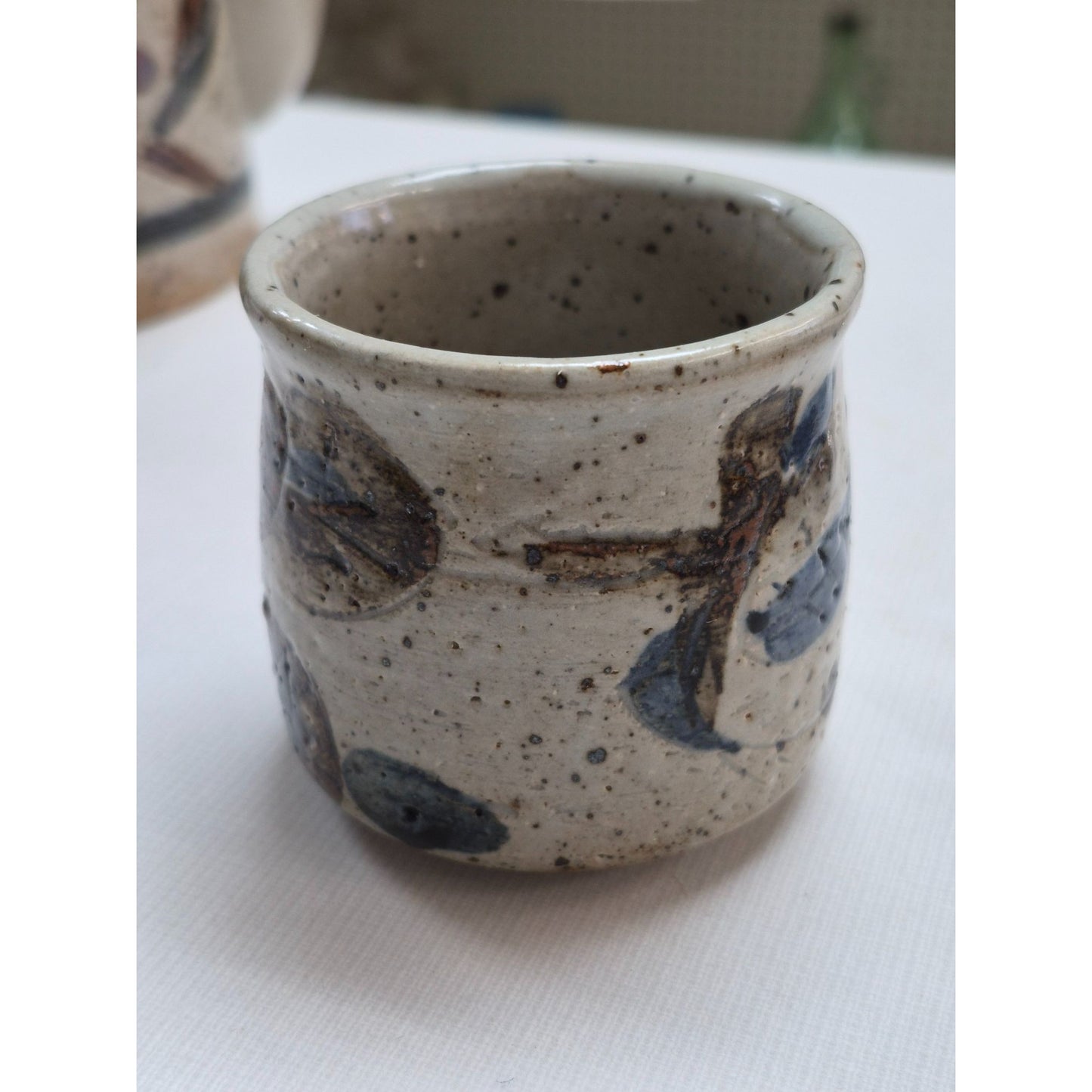 Vintage Japan Tea Set Flower Design Rattan Handle