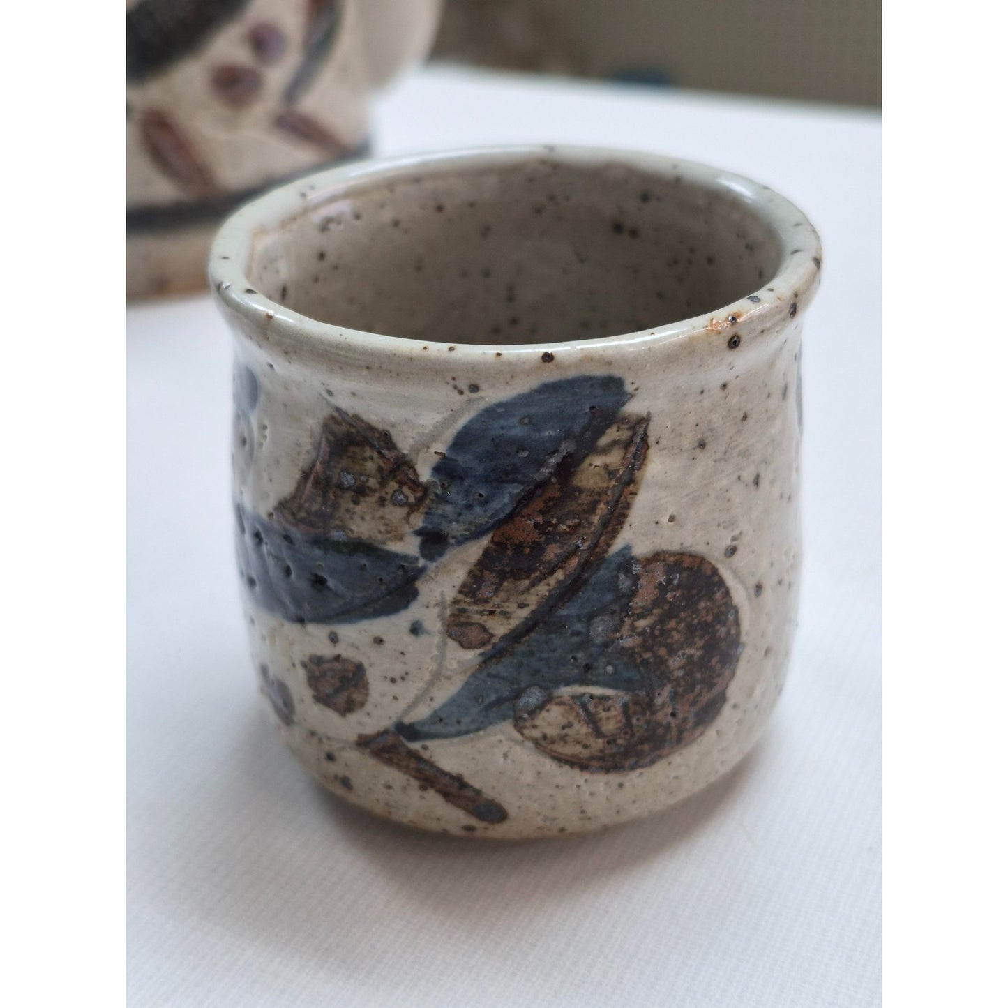 Vintage Japan Tea Set Flower Design Rattan Handle