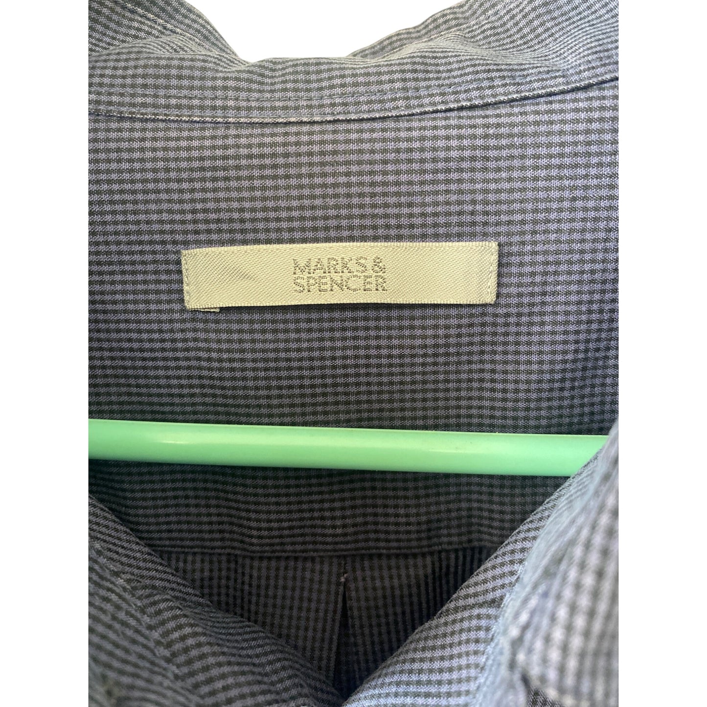 Marks & Spencer Mens Long Sleeve Blue Checkered Shirt XL