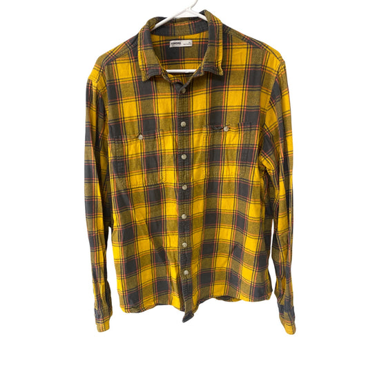 Sonoma Yellow & Blue Plaid Button-Down Flannel Shirt XL Mens Comfortable Casual Wear