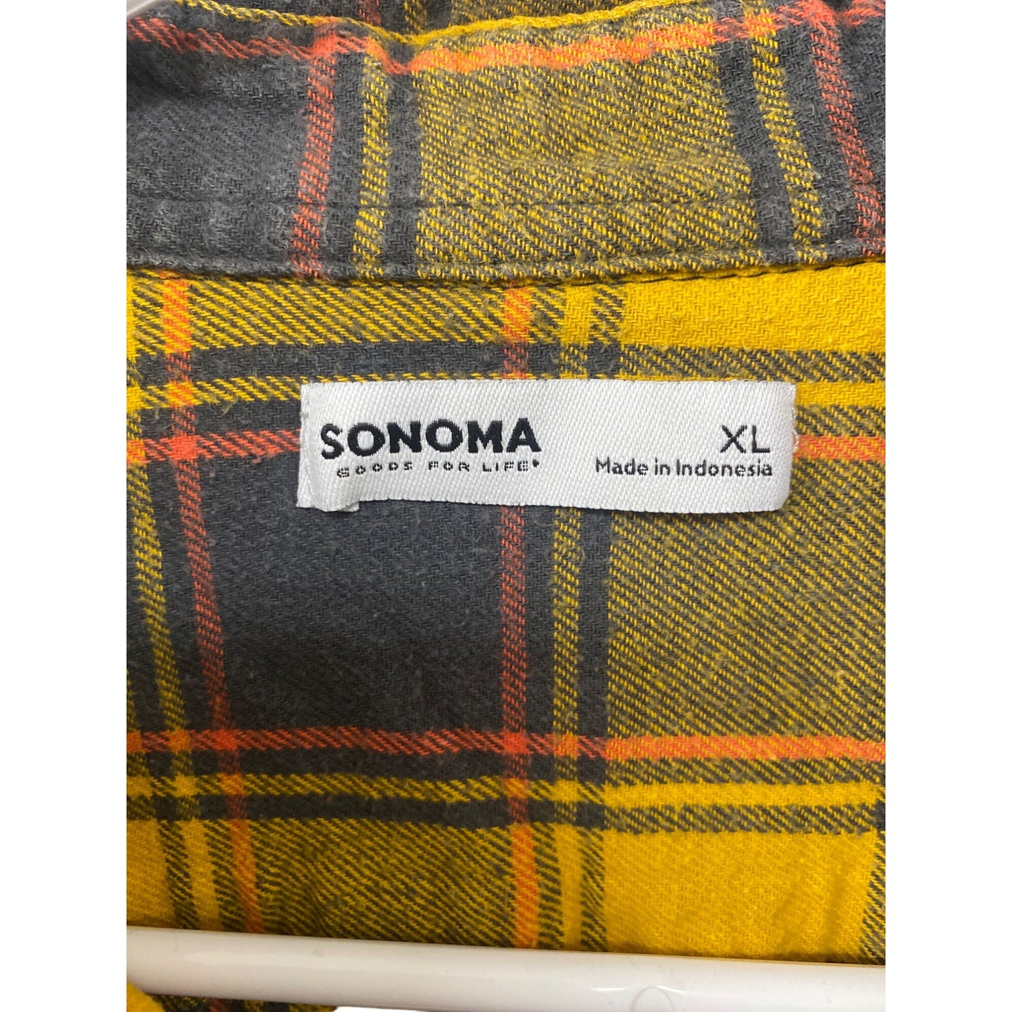 Sonoma Yellow & Blue Plaid Button-Down Flannel Shirt XL Mens Comfortable Casual Wear