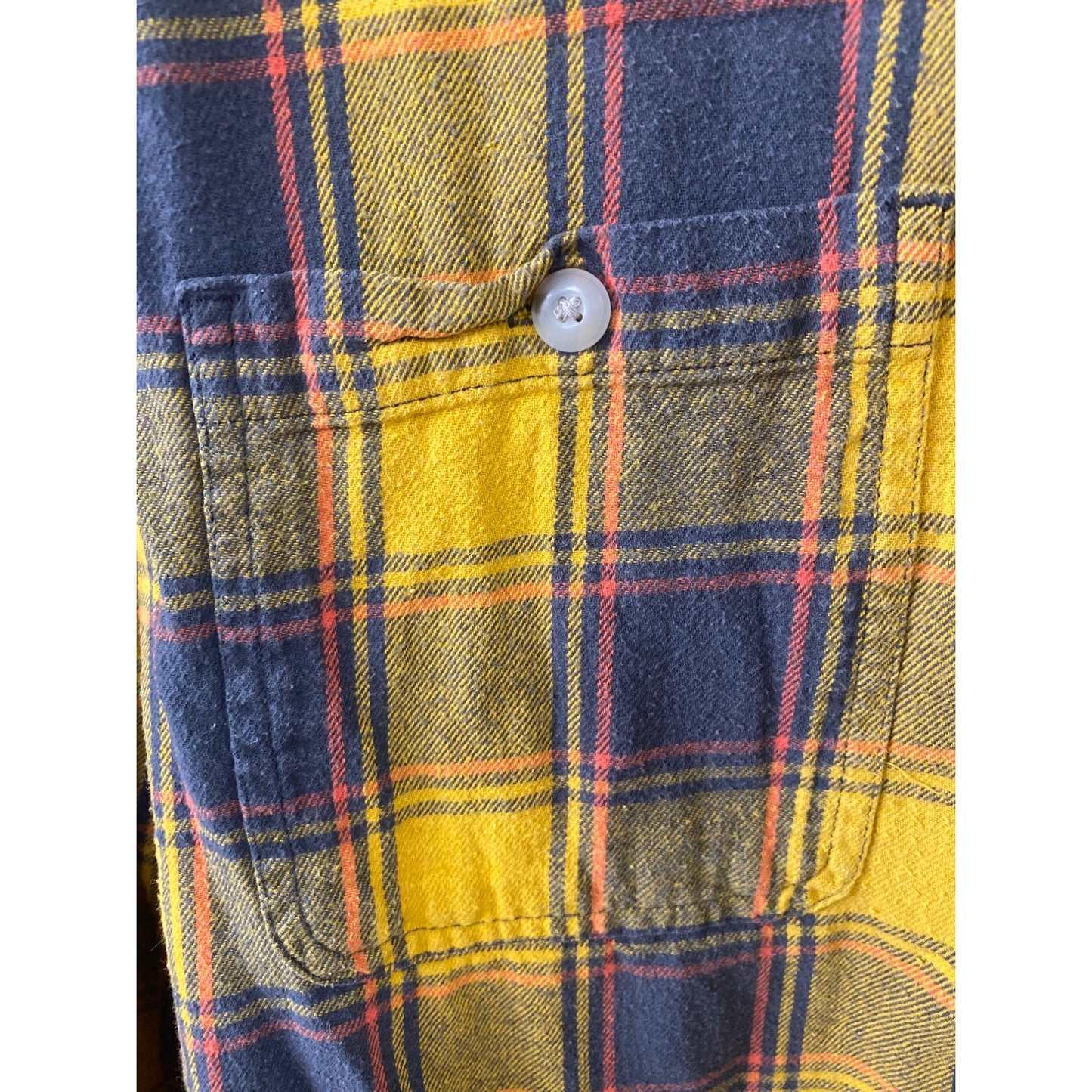 Sonoma Yellow & Blue Plaid Button-Down Flannel Shirt XL Mens Comfortable Casual Wear