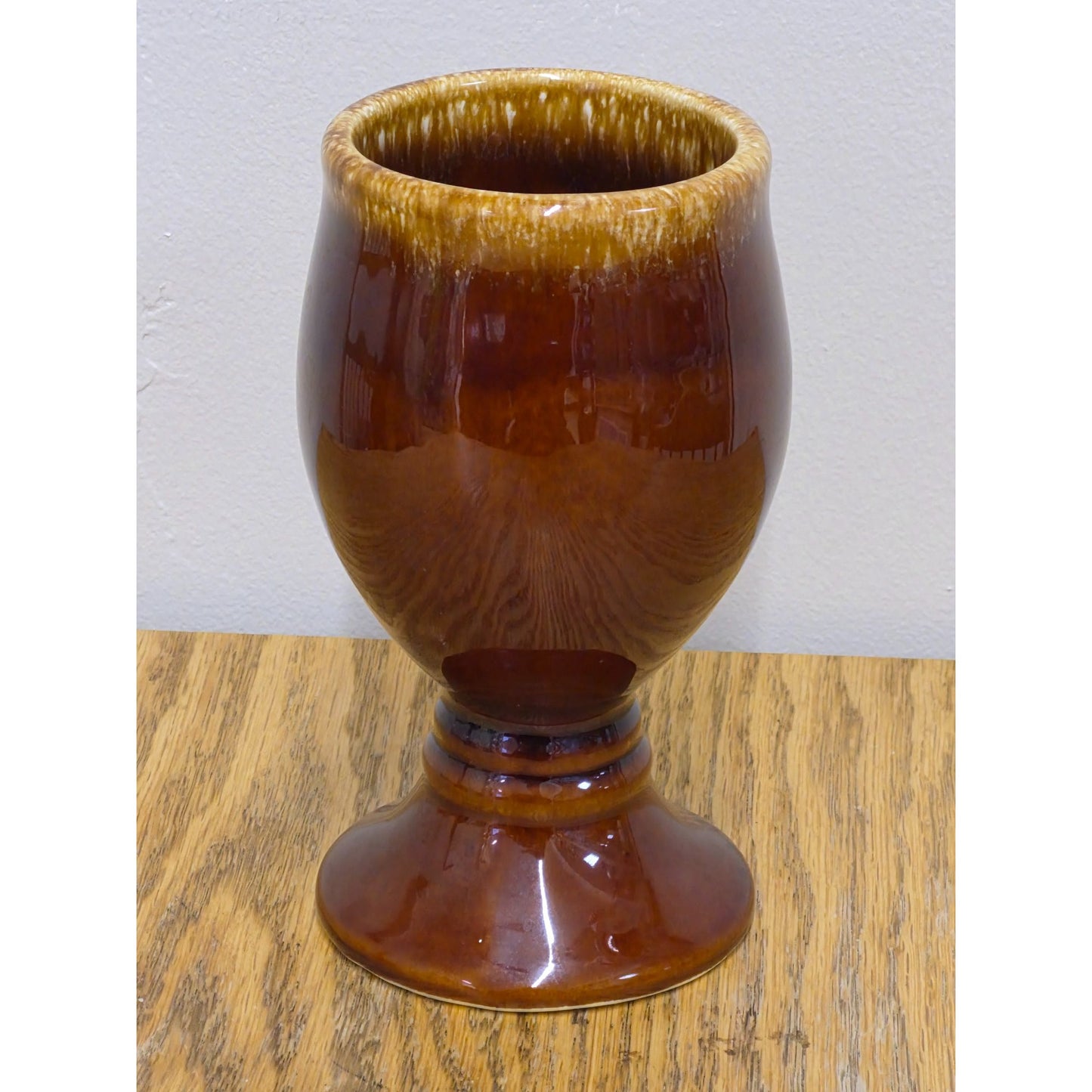Vintage Hull USA Brown Drip Glaze Irish Pedestal Mug