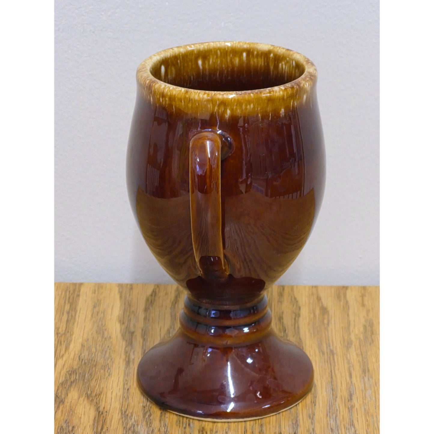Vintage Hull USA Brown Drip Glaze Irish Pedestal Mug