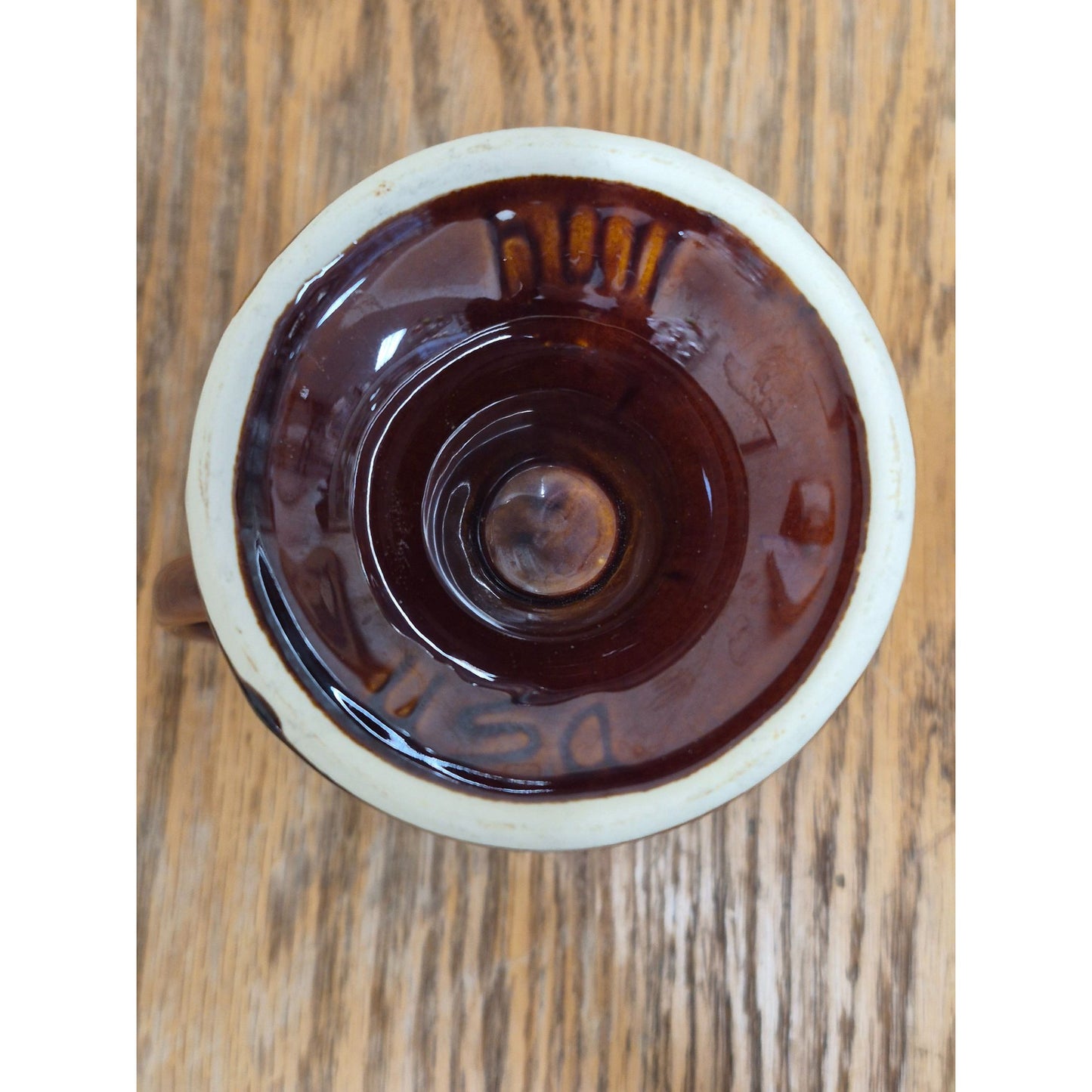 Vintage Hull USA Brown Drip Glaze Irish Pedestal Mug