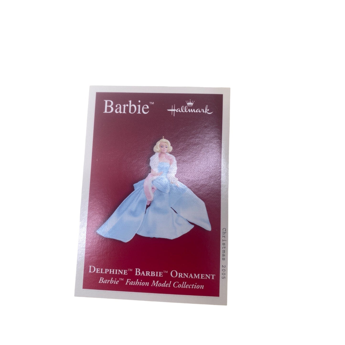 Hallmark Delphine Barbie Ornament In Blue Satin & Taffeta Dress With Display Stand