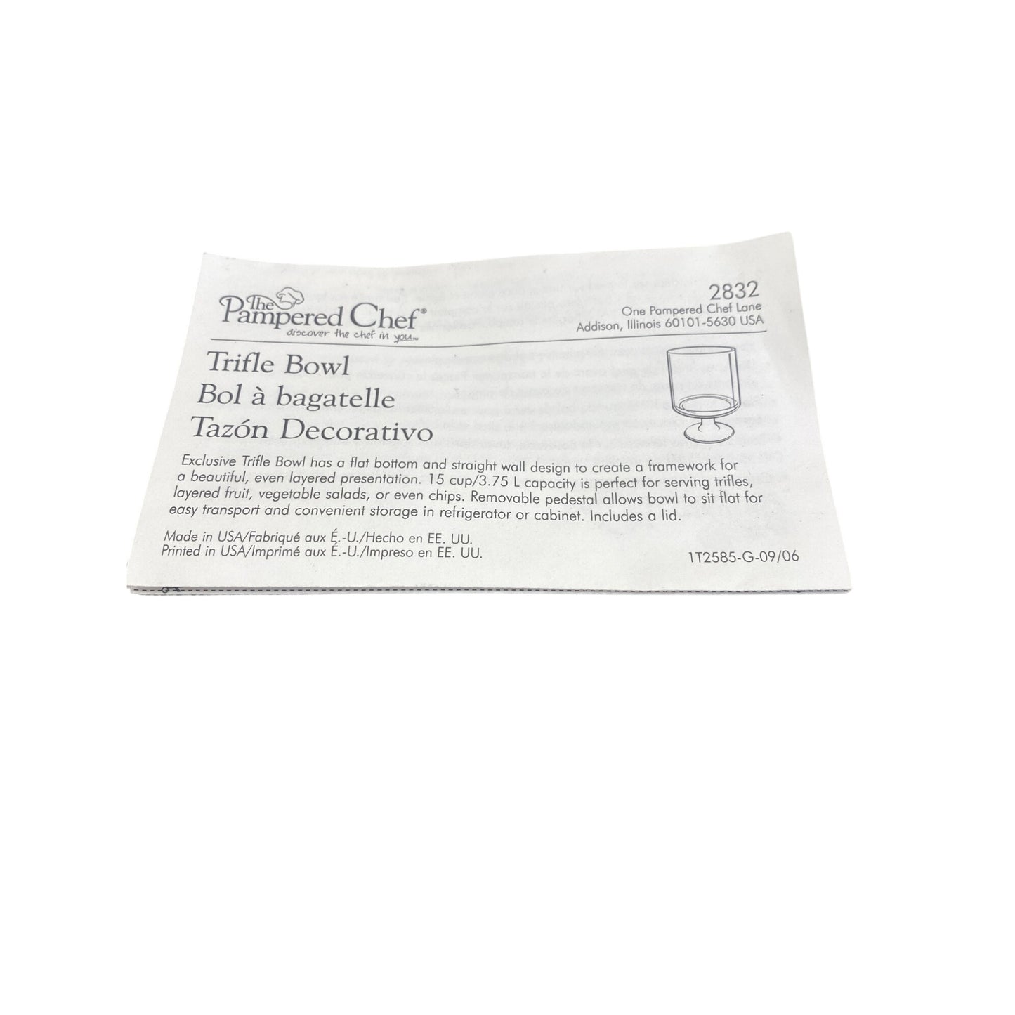 The Pampered Chef Trifle Bowl With Lid