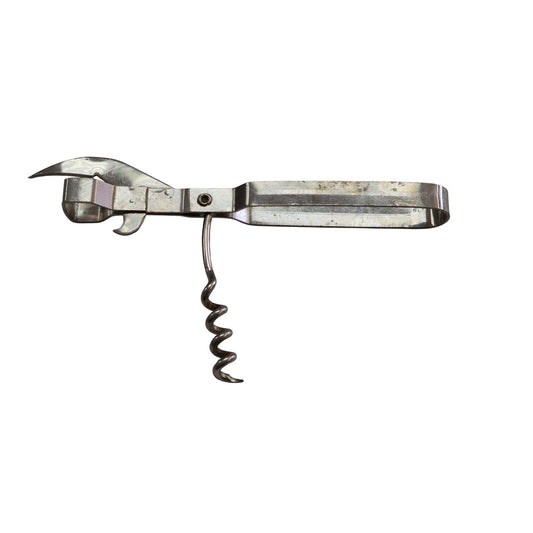 Vintage Vaughan USA Can & Bottle Opener With Corkscrew 25¢ Metal Kitchen Tool
