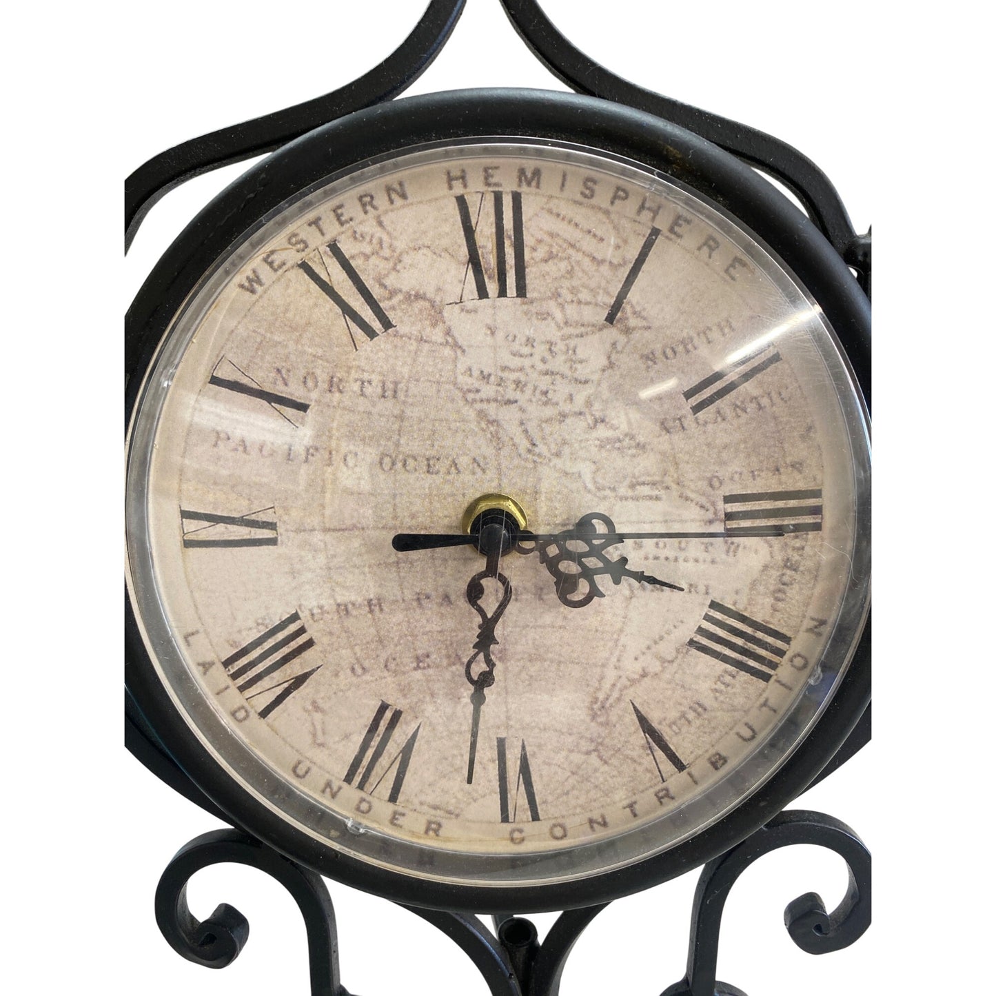 Black Metal Scroll Table Clock