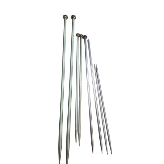 Vintage Susan Bates & Boye Aluminum Knitting Needles Set Sizes 8-10.5 Durable Craft Tools Silver & Green Finish