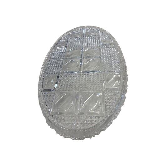 Vintage Heavy Glass Oval Serving Relish Trinket Tray