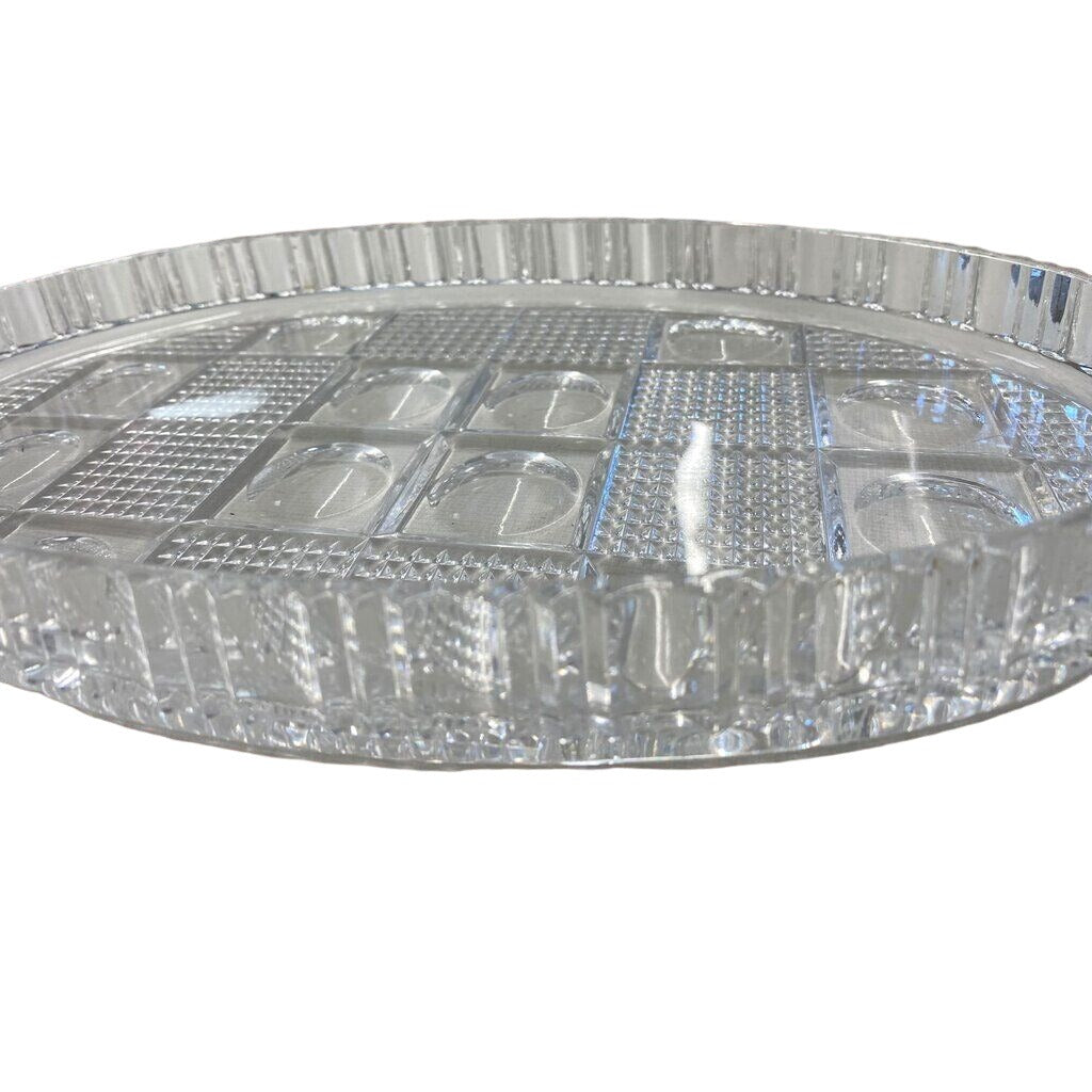 Vintage Heavy Glass Oval Serving Relish Trinket Tray