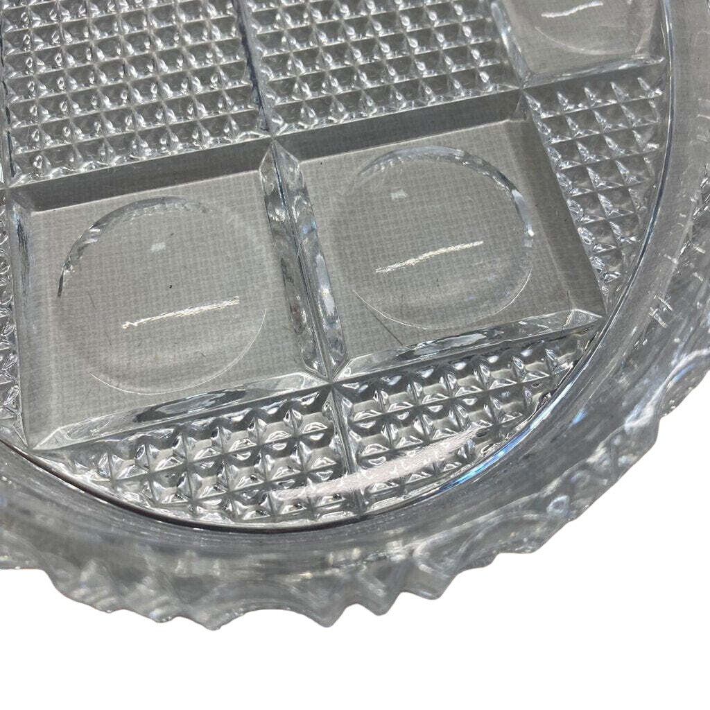 Vintage Heavy Glass Oval Serving Relish Trinket Tray