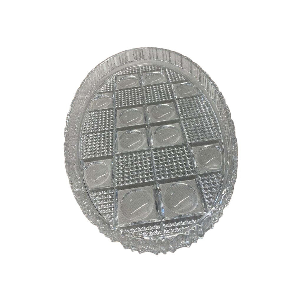 Vintage Heavy Glass Oval Serving Relish Trinket Tray