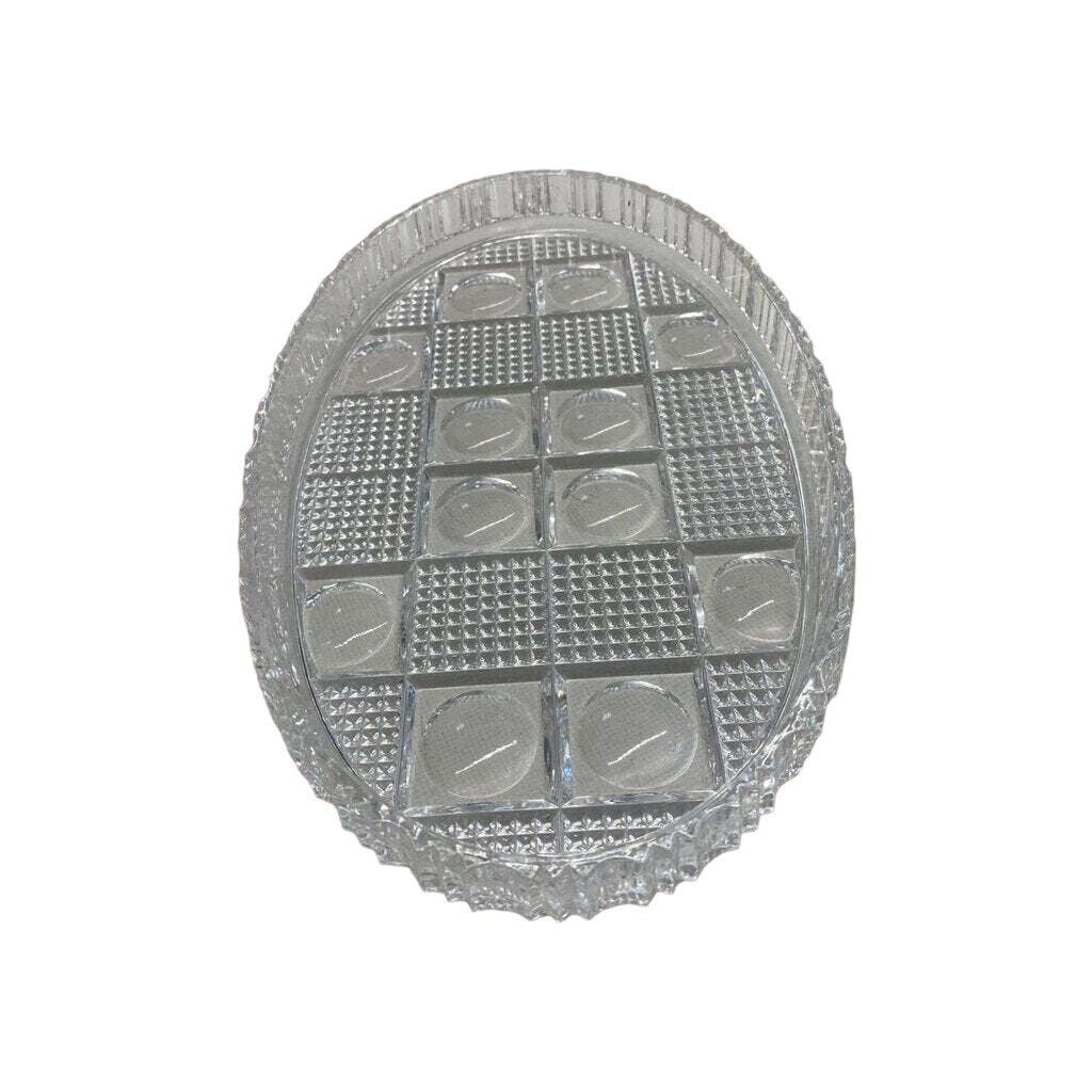 Vintage Heavy Glass Oval Serving Relish Trinket Tray