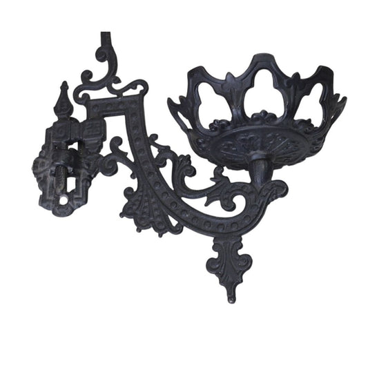 Antique Cast Iron Oil Lamp Holder Swing Arm
