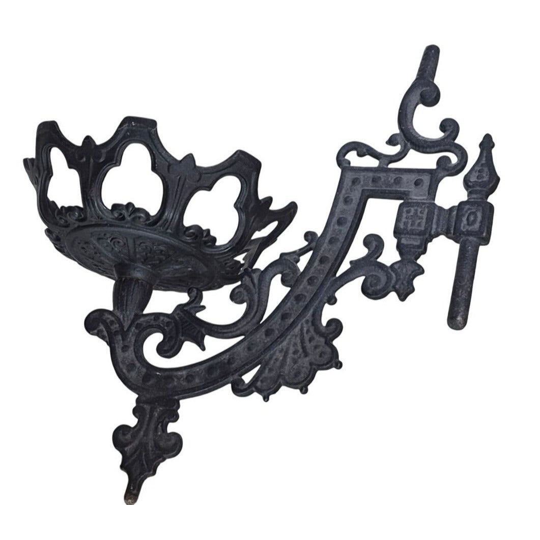 Antique Cast Iron Oil Lamp Holder Swing Arm