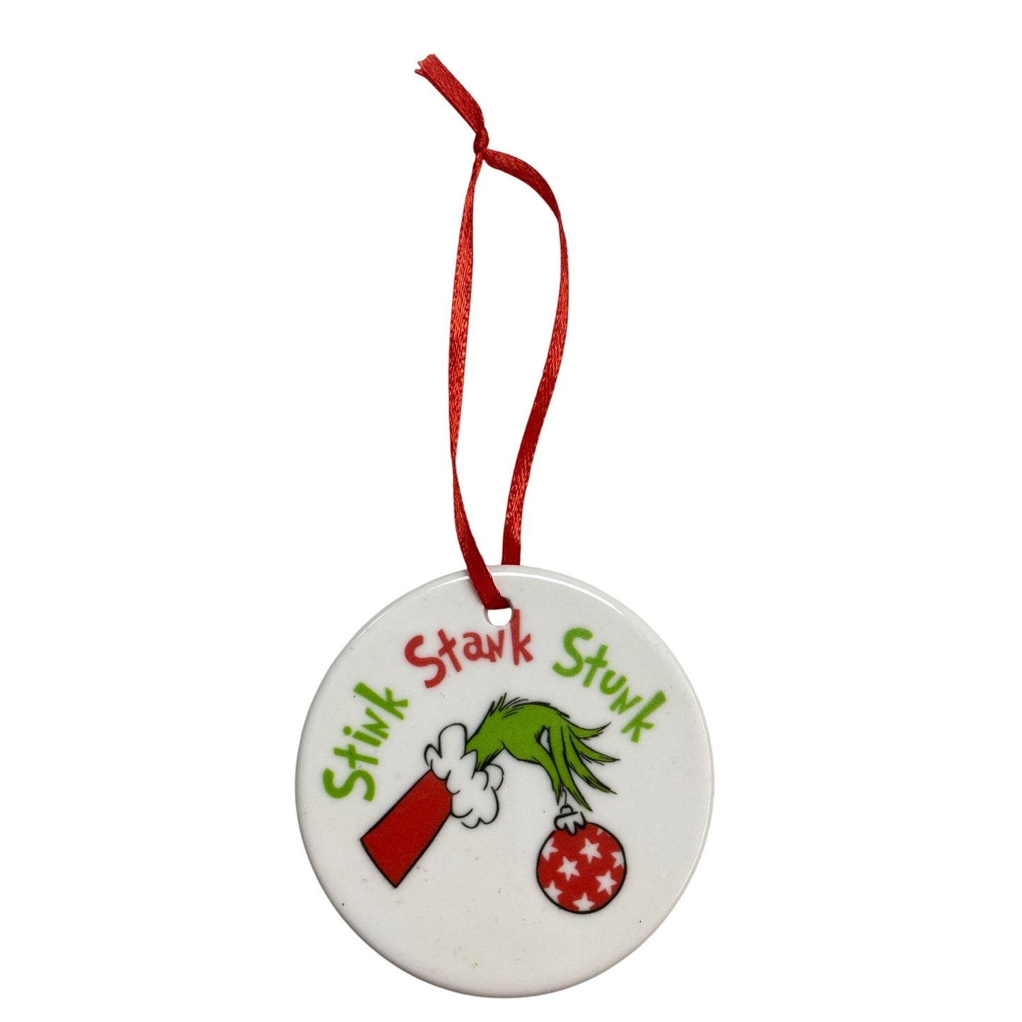 Grinch-Inspired Ceramic Ornament