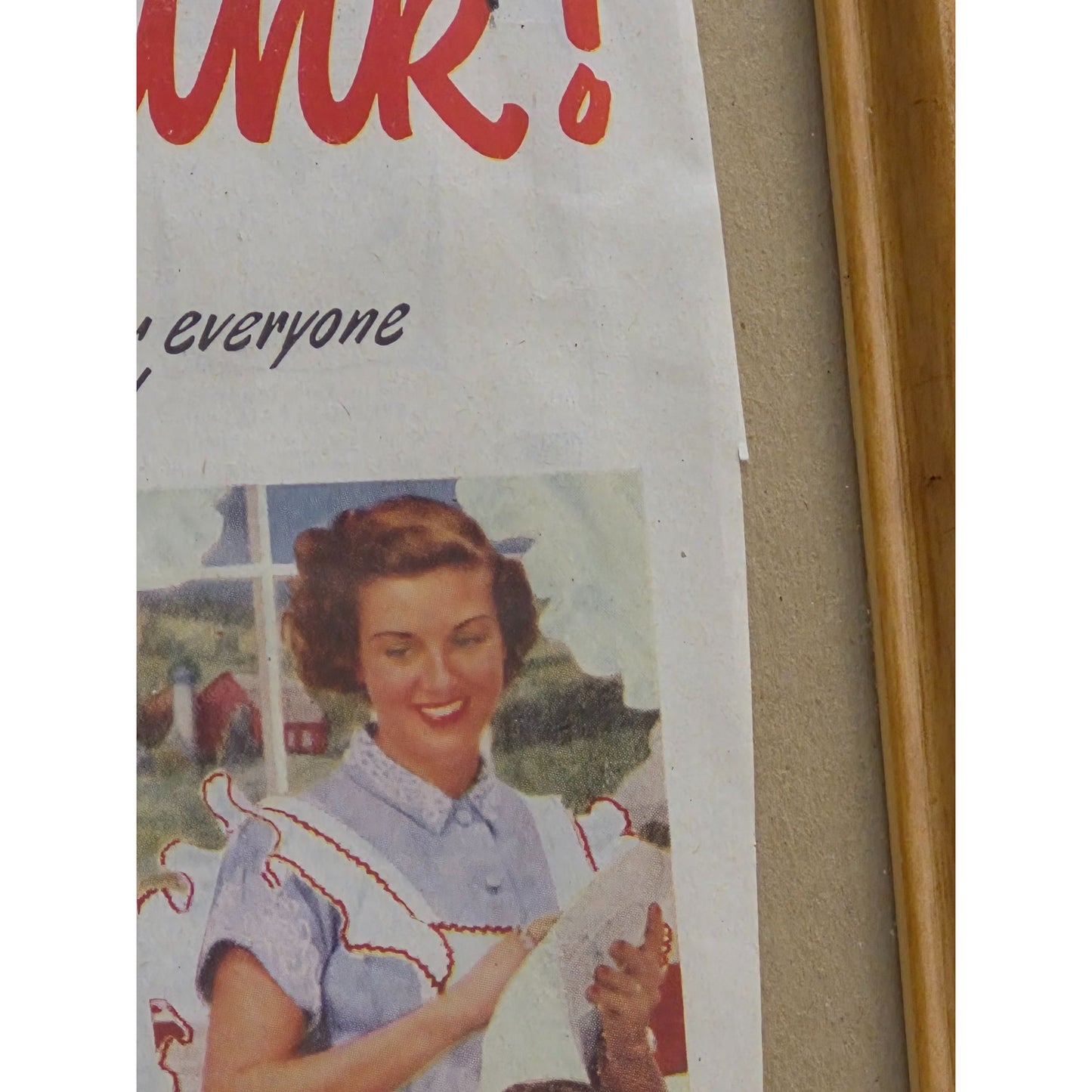 Vintage 7UP Framed Family Drink Ad March 1952 Original Print