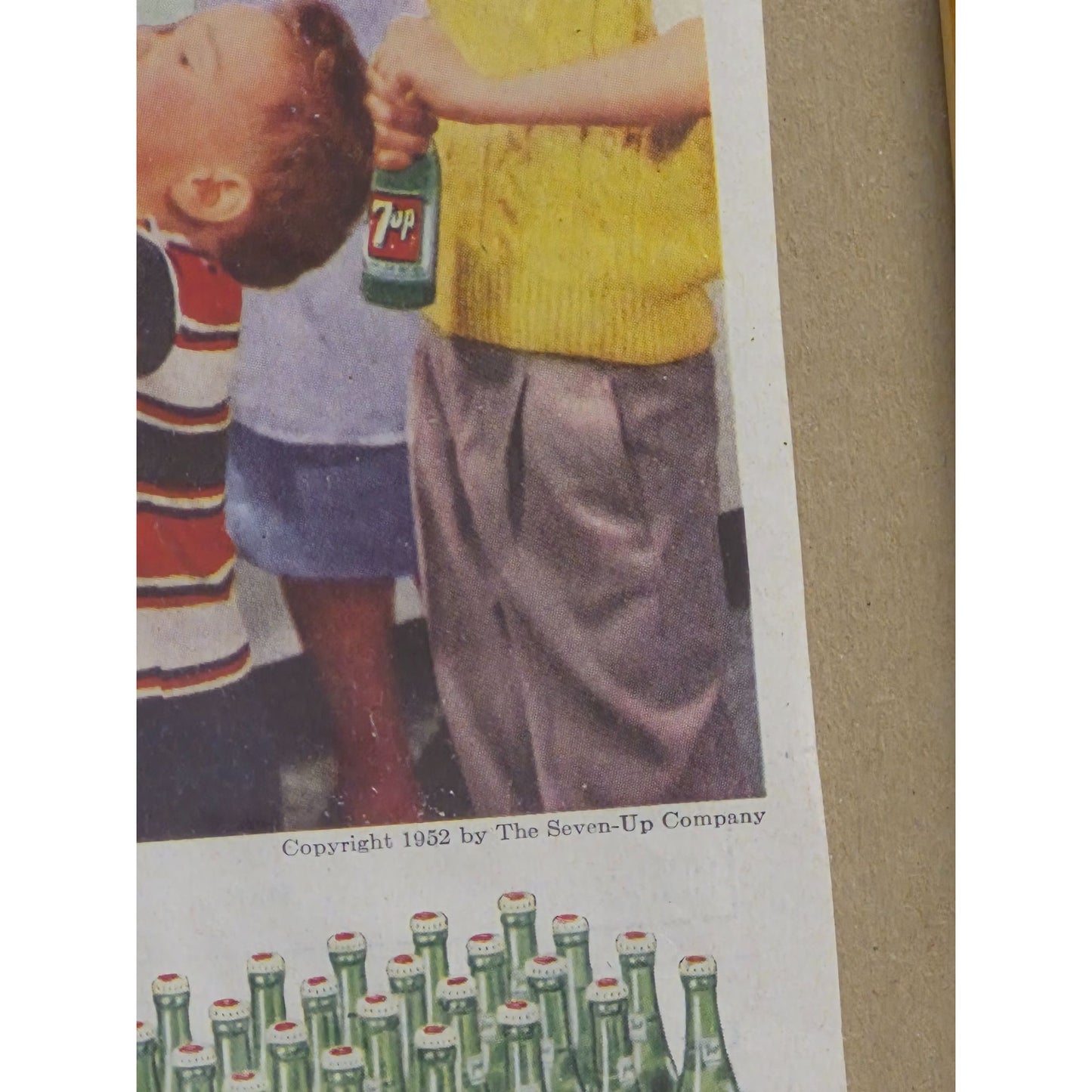 Vintage 7UP Framed Family Drink Ad March 1952 Original Print