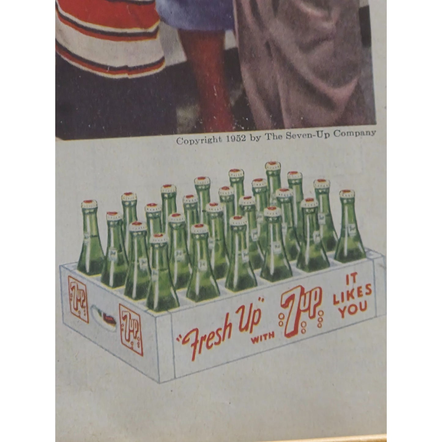 Vintage 7UP Framed Family Drink Ad March 1952 Original Print