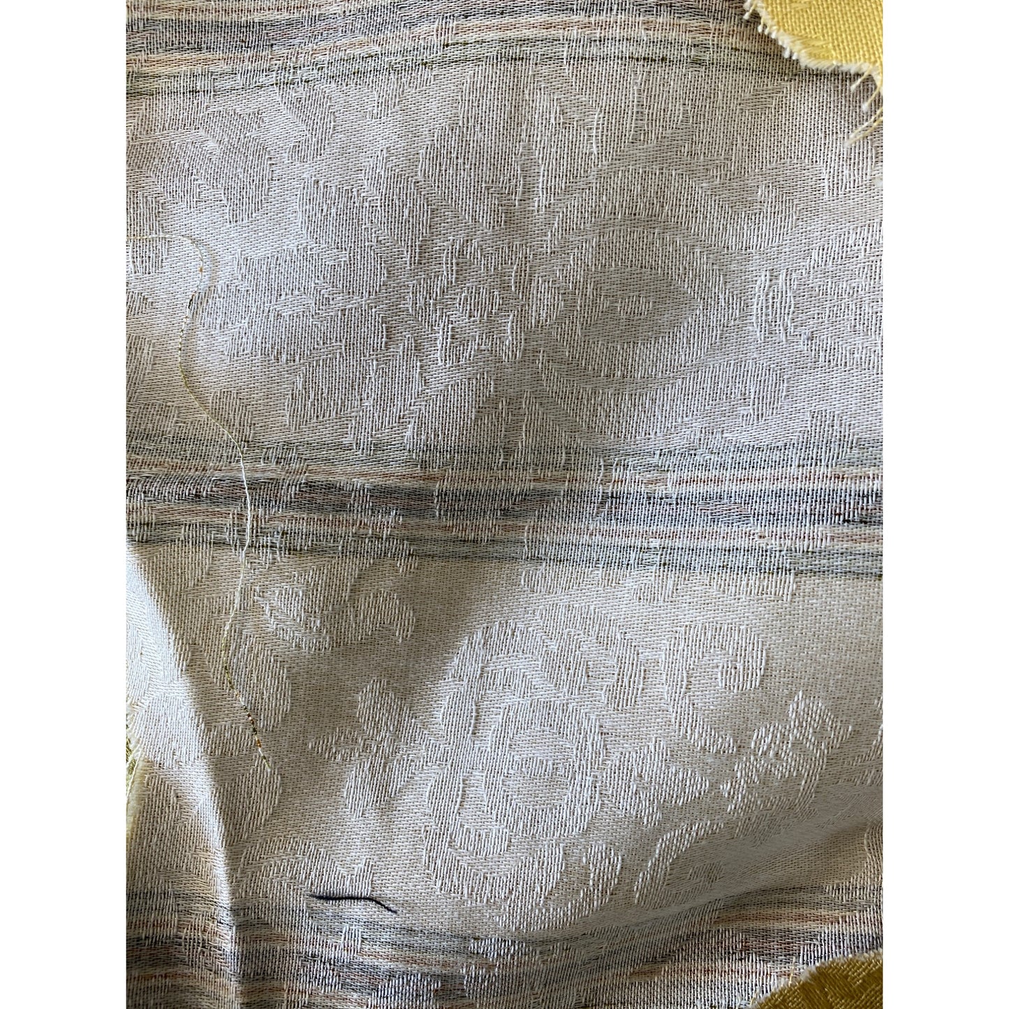 Decorator Fabric Material 35.5" W x 77" L Floral Stripes Tan Green