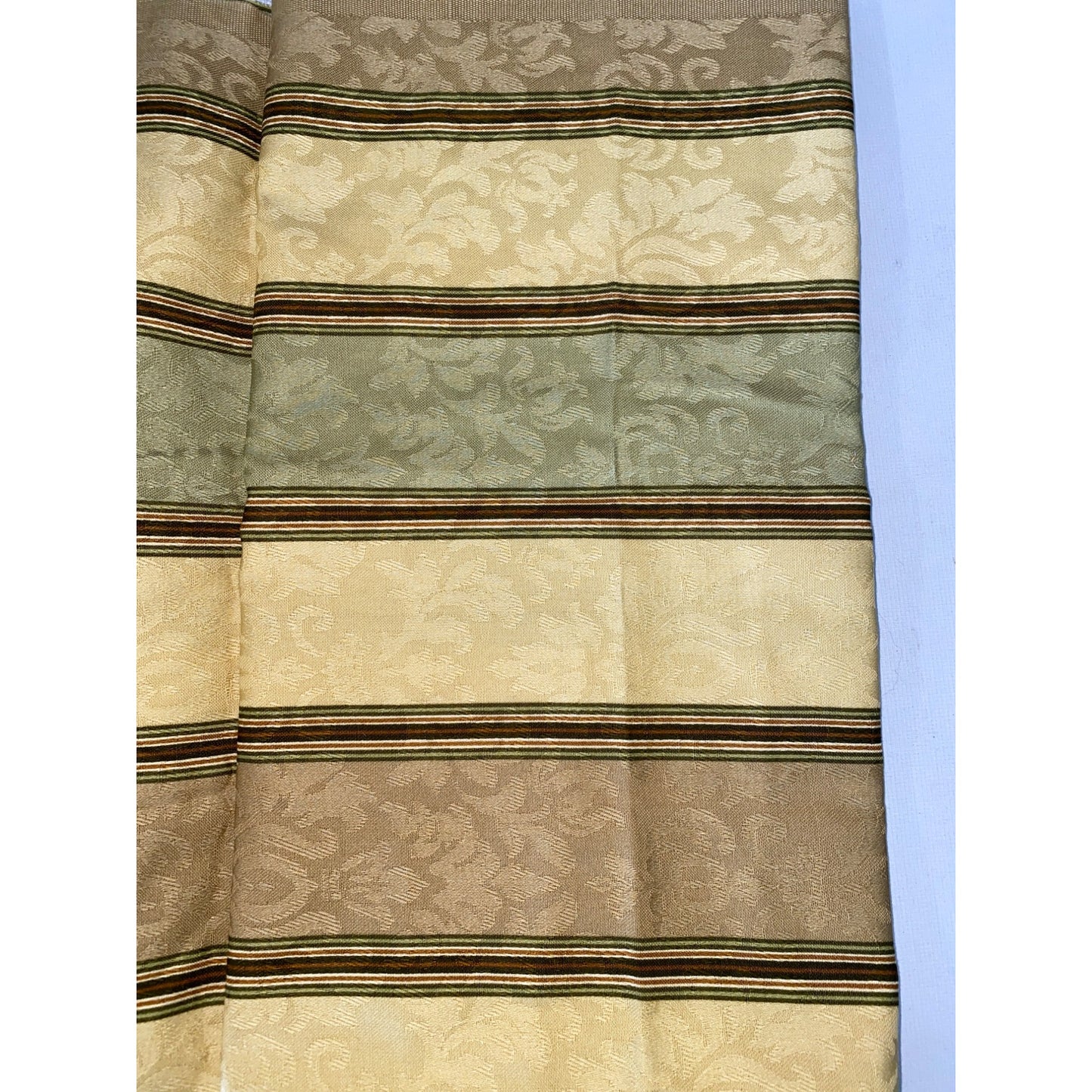 Decorator Fabric Material 35.5" W x 77" L Floral Stripes Tan Green