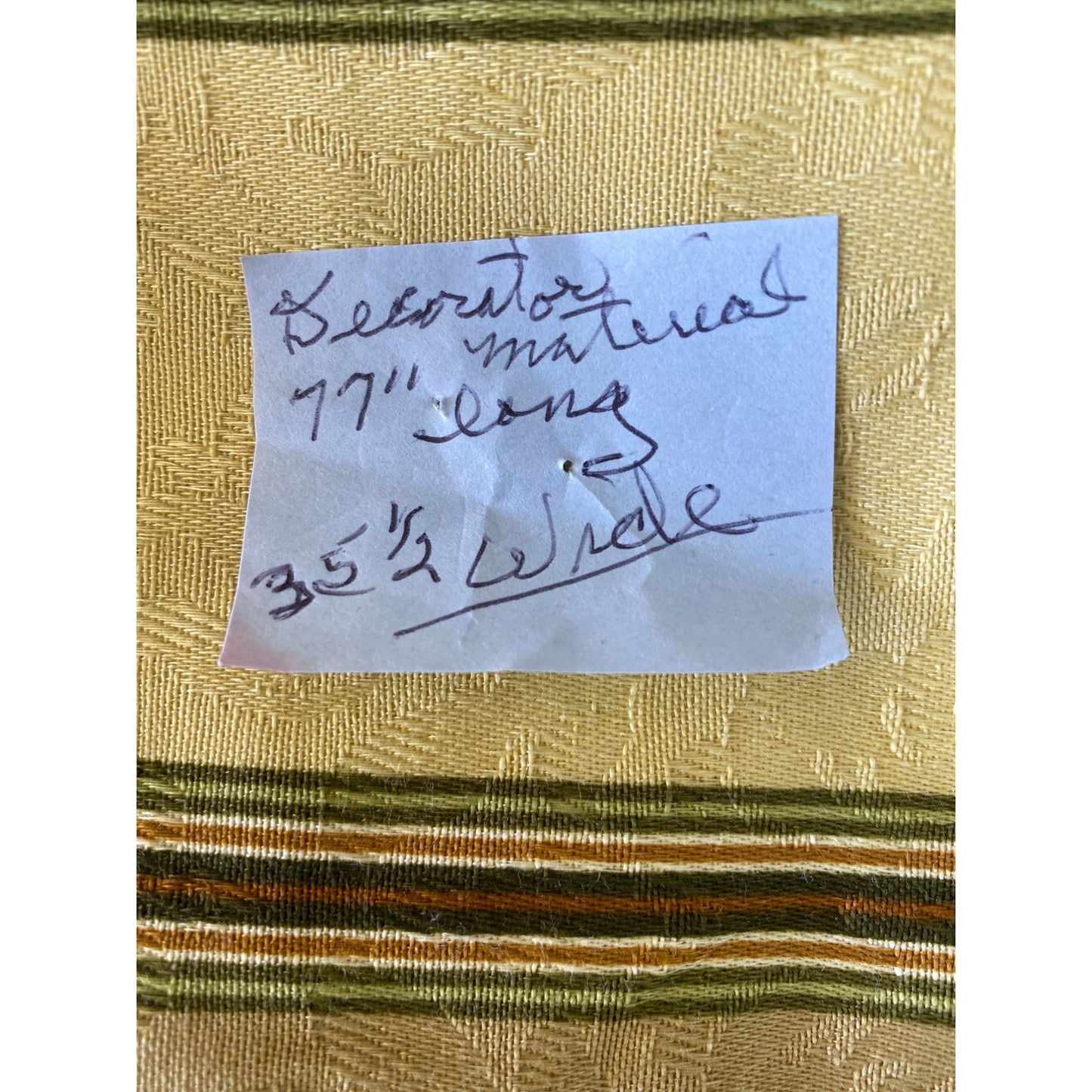 Decorator Fabric Material 35.5" W x 77" L Floral Stripes Tan Green